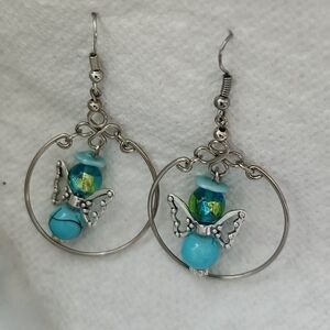 Silver and Blue Angel Earrings Created For Itiah Angel for Learning.